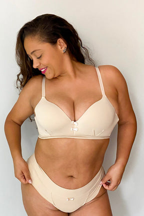 Conjunto De Lingerie Básico Júlia Com Bojo Estruturado- Branco