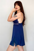 Camisola Em Liganete Stela Com Detalhes Em Renda- Azul Marinho