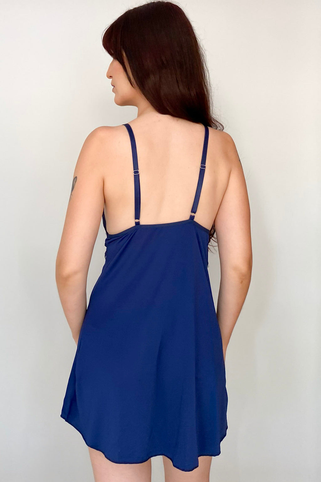 Camisola Em Liganete Stela Com Detalhes Em Renda- Azul Marinho